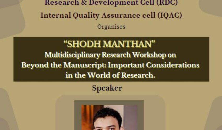 ‘Shodh Manthan’ Multidisciplinary Research Workshop