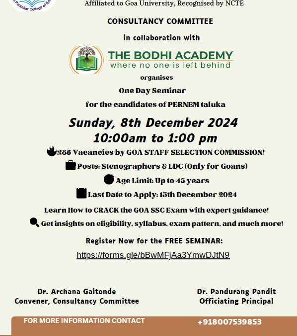 Seminar on ‘How to crack the Goa SSC Exam’