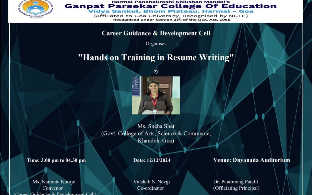 Hands on workshop on resume writing